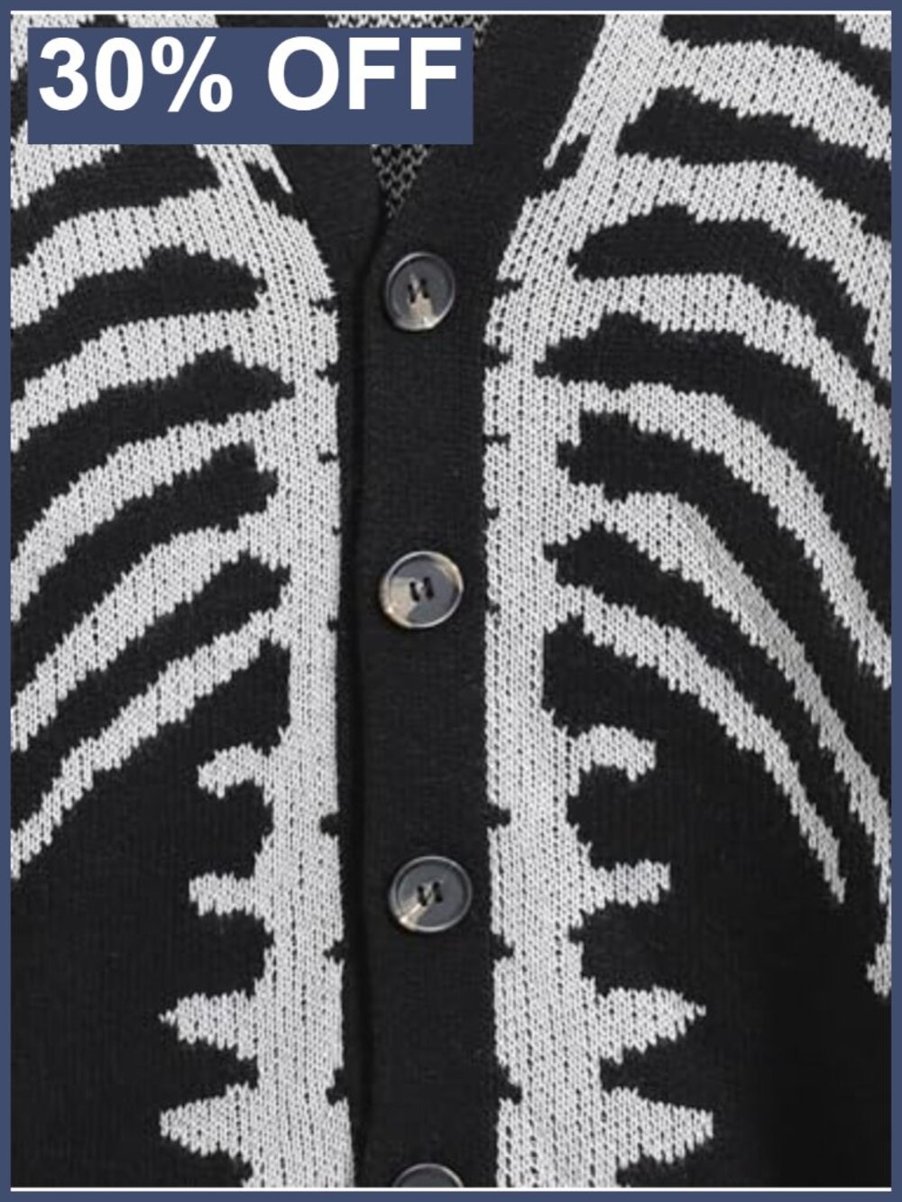Men's Skeleton Pattern Knitted Cardigan Sweater - Picture 3 of 5